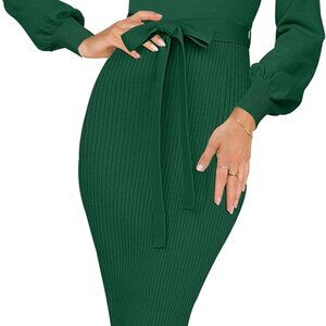 Womens Sweater Dress Ribbed Knit Long Sleeve Bodycon Midi  Fall Winter